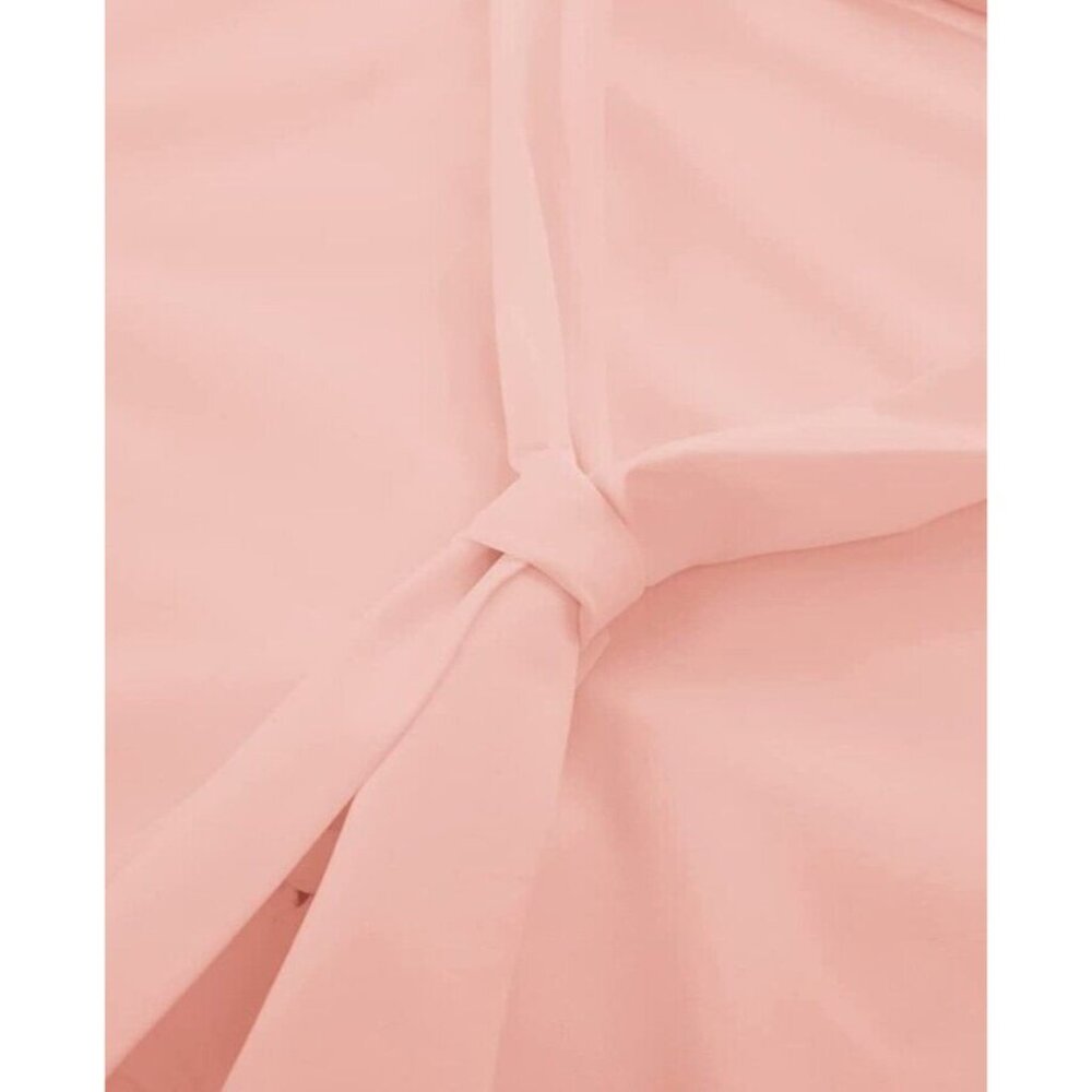 Belle Poque Women XL Pink Vtg Inspired Tie Neck Blouse Short Sleeve Cropped Top - Picture 4 of 8